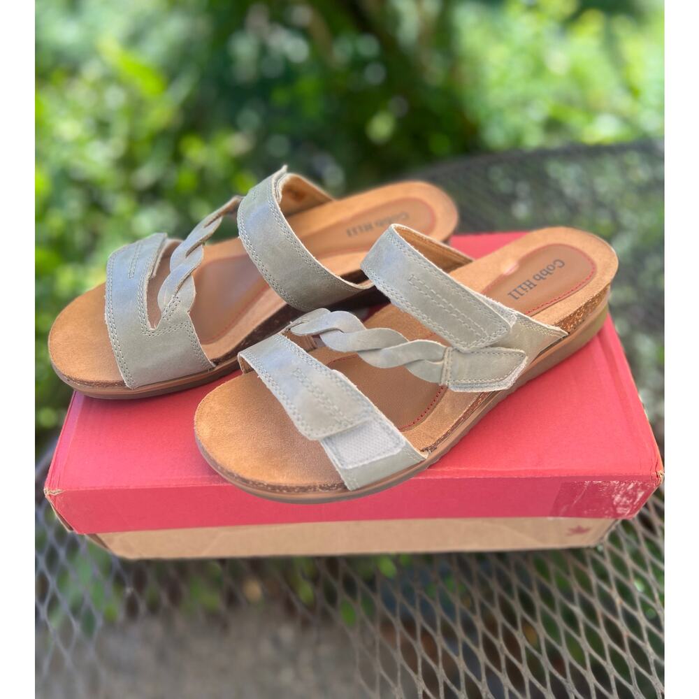 Cobb Hill May Sage Green Slides Womens Cork Footbed Leather Sz 7 NEW! - Picture 4 of 8